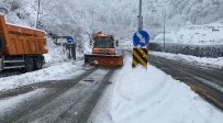 Artvin'de Kar Yagisi Hopa-Borçka Karayolunu Olumsuz Etkiledi