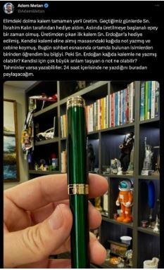 Cumhurbaşkanı Erdoğan’ın kalem anısı duygulandırdı...