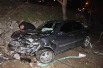 Otomobil Yoldan Bahçeye Düstü, Hamile Sürücü Ölümden Döndü