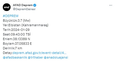 Kahramanmaraş'ta deprem! AFAD'dan açıklama