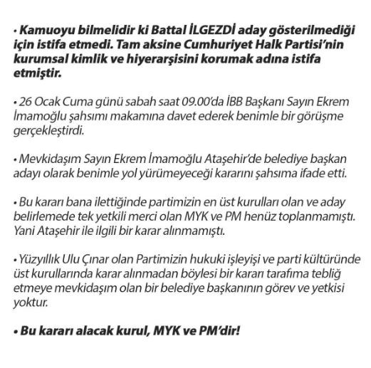 Battal İlgezdi istifasının perde arkasını anlattı: İmamoğlu benimle yol yürümeyeceğini söyledi