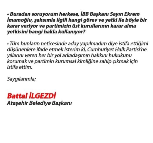 Battal İlgezdi istifasının perde arkasını anlattı: İmamoğlu benimle yol yürümeyeceğini söyledi