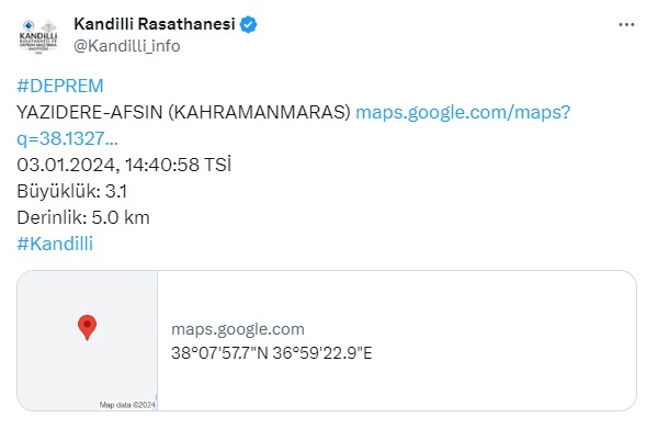 Kahramanmaraş'ta deprem