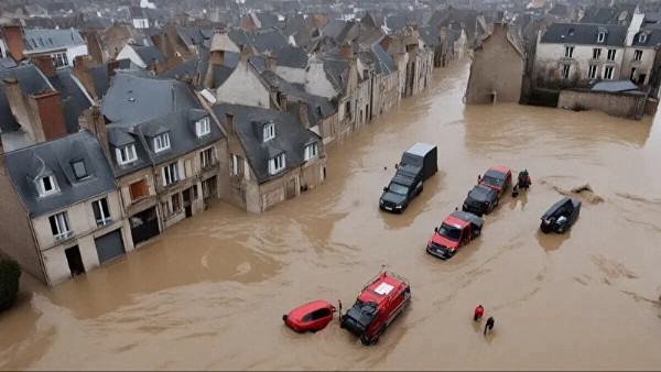 Fransa'da su baskınları sonrası kırmızı alarm: Bir futbol sahası tamamen sular altında kaldı