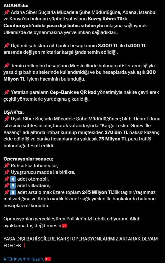 İçişleri Bakanı Ali Yerlikaya duyurdu: 25 ilde eş zamanlı 'Sibergöz-21' operasyonu