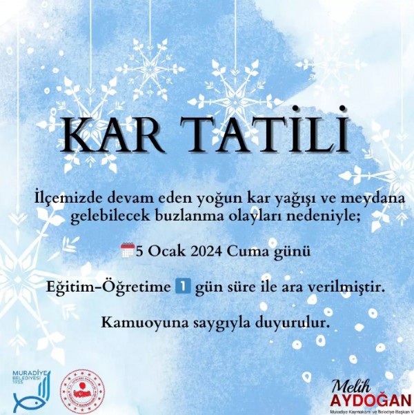 İki ilde okullara kar tatili
