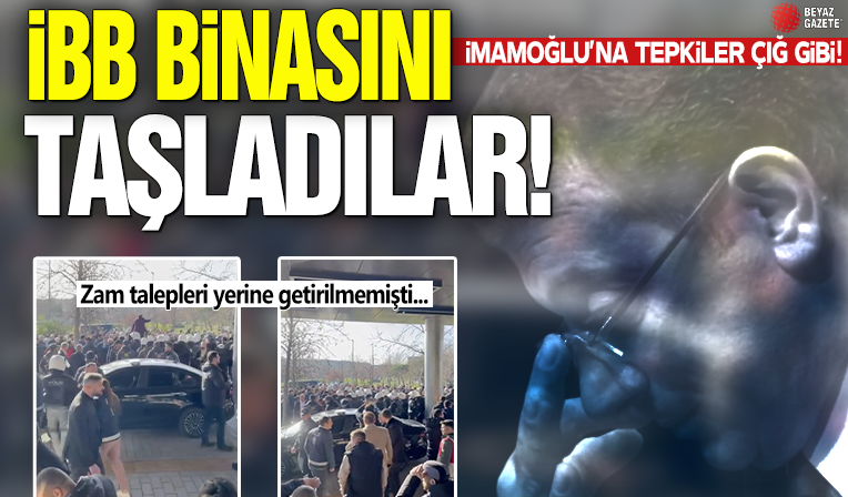 İstanbul'da yüzde 28 zammı yetersiz bulan taksiciler İBB binasını taşladı