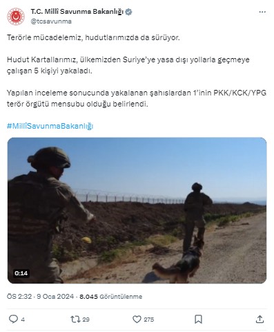 MSB duyurdu! Sınırda 1'i terörist 5 kişi yakalandı