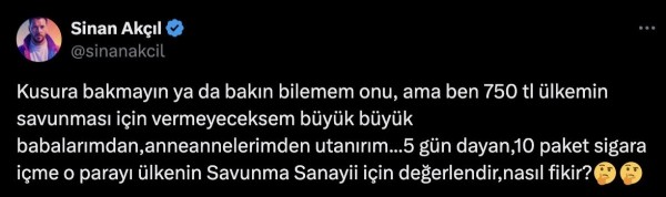 Sinan Akçıl'dan Savunma Sanayii'ne destek!