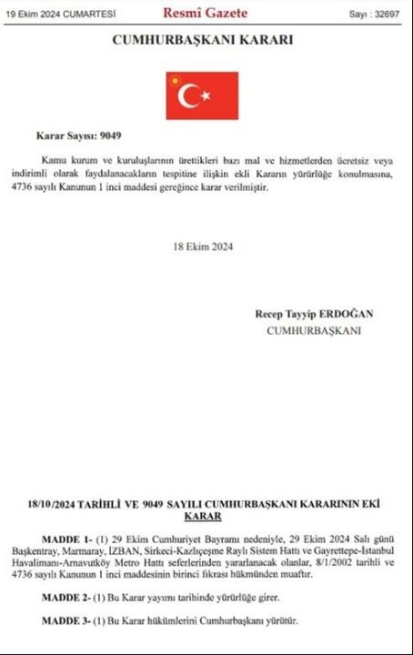 Ücretsiz ulaşım kararı! Resmi Gazete'de yayımlandı