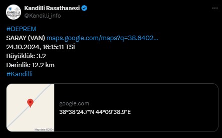 Van'da deprem! Kandilli açıkladı