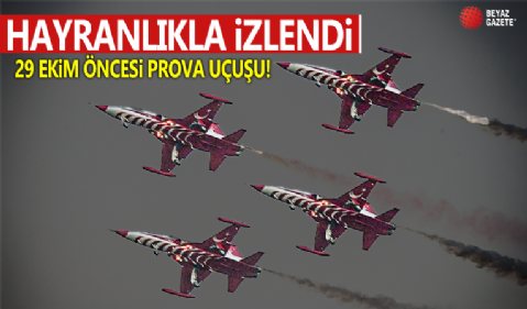 İzmir'de, Türk Yıldızları'ndan 29 Ekim öncesi prova uçuşu