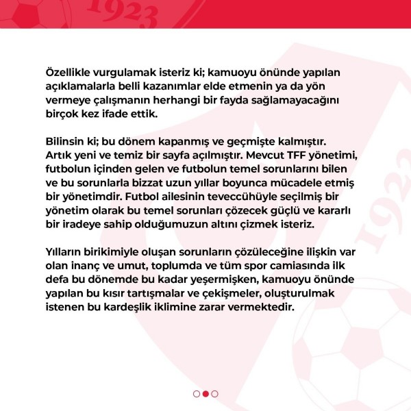 TFF'den kamuoyuna duyuru!