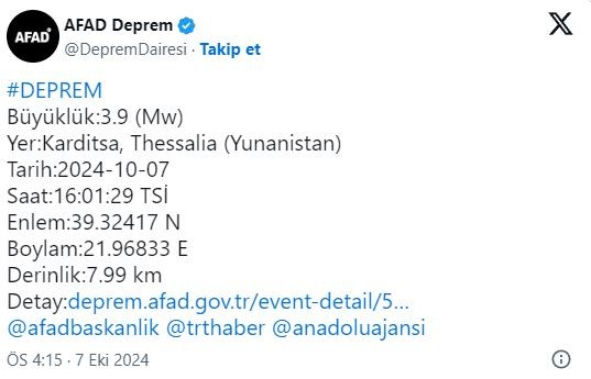 Komşu'da deprem! AFAD açıkladı
