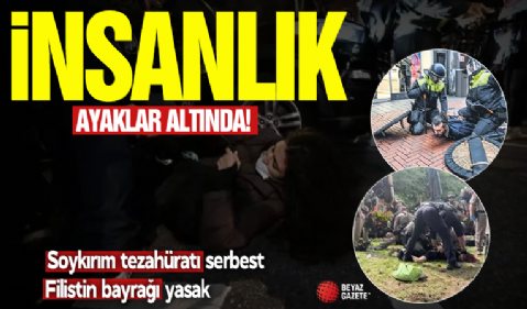 Avrupa’nın insanlığı ayaklar altında! Soykırım tezahüratı serbest Filistin bayrağı yasak