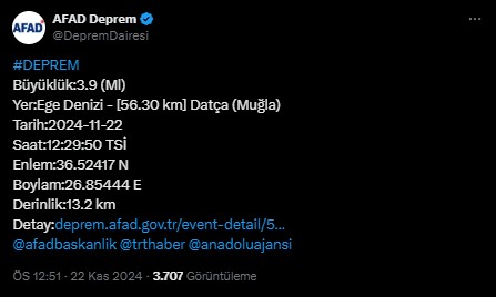 Muğla'da deprem! AFAD duyurdu