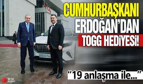 Cumhurbaşkanı Erdoğan, Kırgızistan Cumhurbaşkanı Caparov'a Togg hediye etti