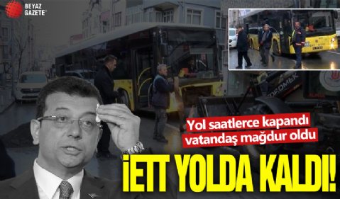 Yer: Kağıthane! İETT otobüsü çöken yolda kaldı