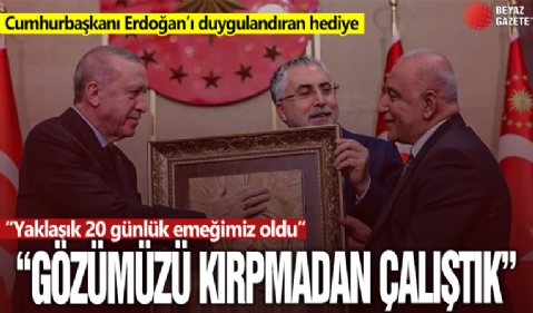 Cumhurbaşkanı Erdoğan’ı duygulandıran hediye: Tenzile Erdoğan’ın portresini Cumhurbaşkanımıza hediye etti