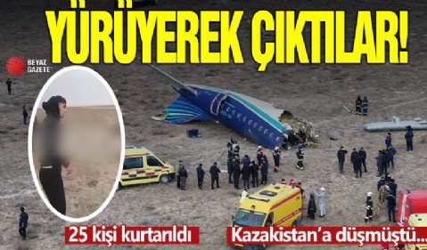 Kazakistan'da düşen uçaktan yürüyerek çıktılar