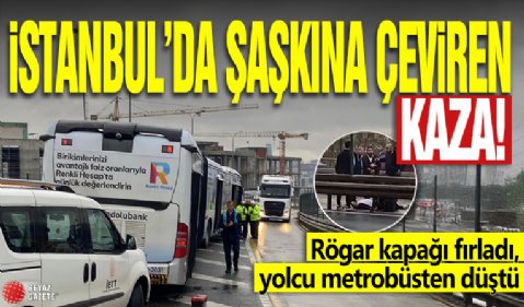 İstanbul'da şaşkına çeviren kaza: Rögar kapağı fırladı, yolcu metrobüsten düştü