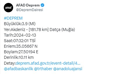 Muğla'da korkutan deprem