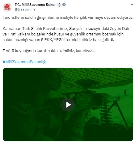 5 PKK/YPG'li terörist etkisiz hale getirildi
