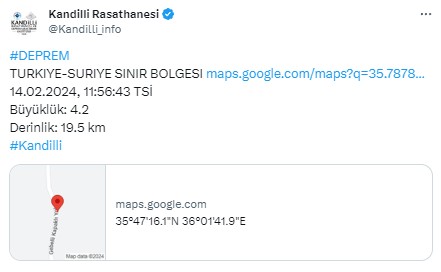 Hatay sınırında deprem meydana geldi