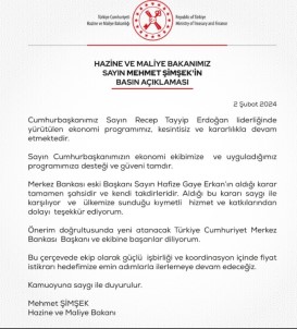 Bakan Simsek Açiklamasi 'TCBM Baskani Erkan'in Aldigi Karar Sahsidir'