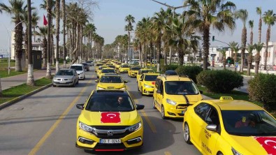 Izmir'de Cinayete Kurban Taksici, Mersin'de 450 Taksicinin Düzenledigi Konvoyla Anildi