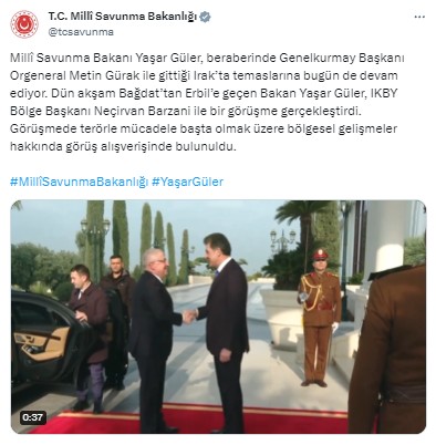 Bakan Güler, Neçirvan Barzani ile görüştü