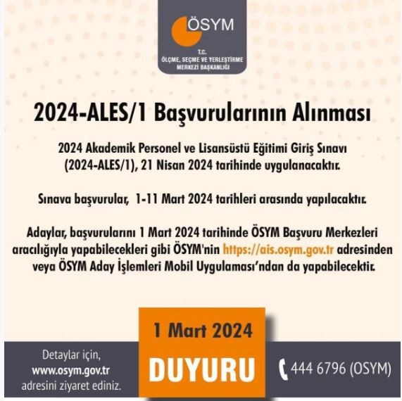 2024 ALES başvuruları başladı