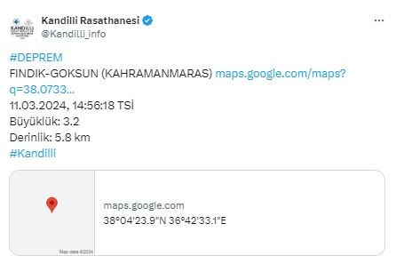 Kahramanmaraş'ta deprem