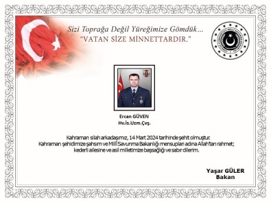 MSB'den Sehit Ercan Güven Için Bassagligi Mesaji