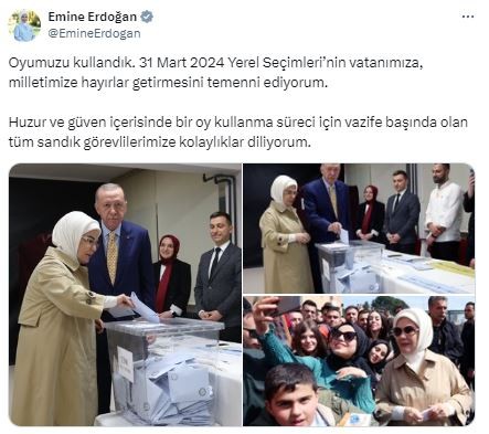 Emine Erdoğan'dan 31 Mart paylaşımı