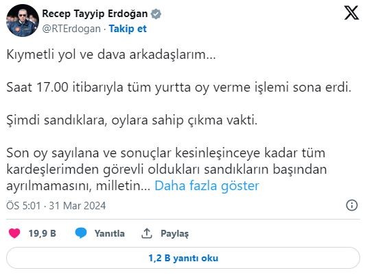 Başkan Erdoğan'dan 'Sandıklara sahip çıkın' çağrısı