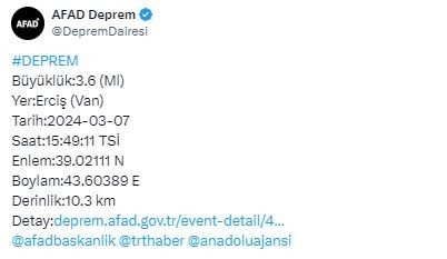 Van'da korkutan deprem!