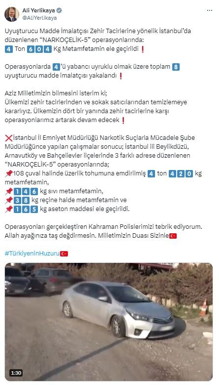 İstanbul'da 'Narkoçelik-5' operasyonu: Tam 4 bin 604 kg metamfetamin ele geçirildi