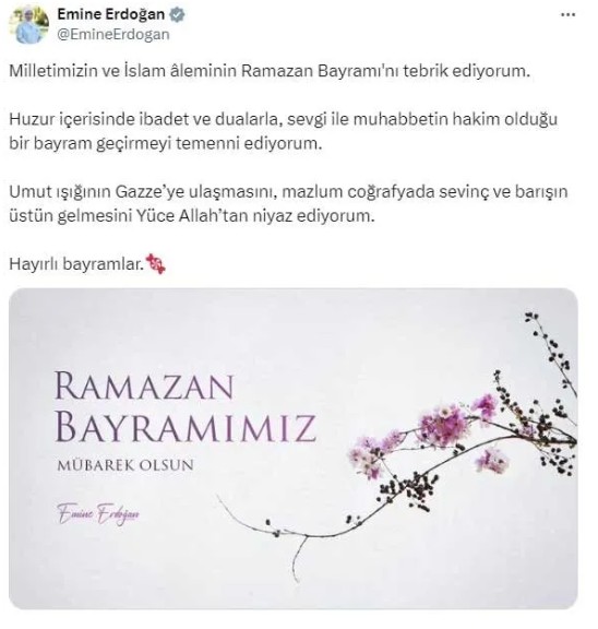 Emine Erdoğan'dan Ramazan Bayramı mesajı