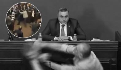 Gürcistan'da parlamento karıştı! Yumruklar havada uçuştu: O anlar saniye saniye kaydedildi