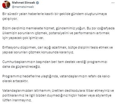Bakan Mehmet Şimşek yalan haberlere sert çıktı!