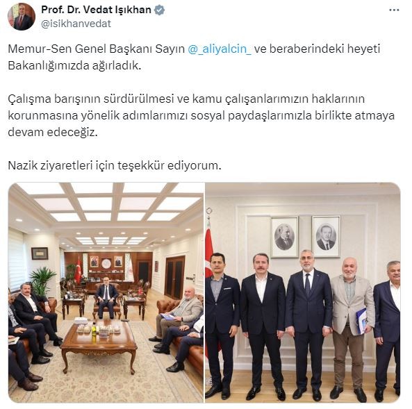 Bakan Işıkhan, Memur-Sen heyetiyle görüştü