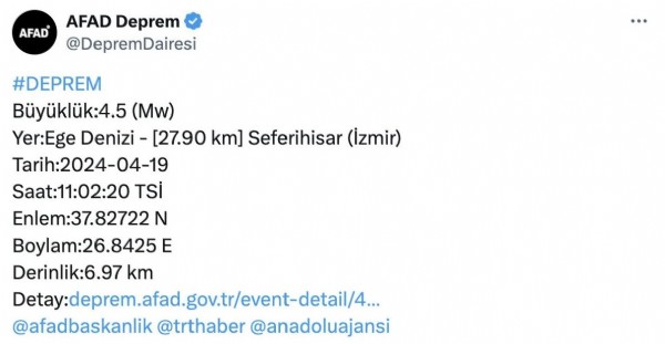 İzmir'de korkutan deprem