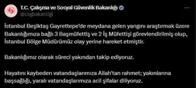 Istanbul'daki Yangin Faciasiyla Ilgili 3 Basmüfettis Ve 2 Is Müfettisi Görevlendirildi