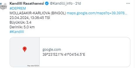 Bingöl'de deprem! Kandilli Rasathanesi duyurdu