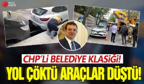 Şişli'de panik anları! Yol çöktü, araçlar içine düştü