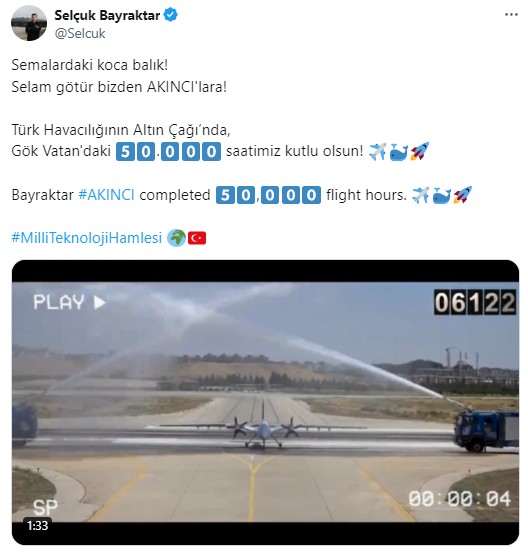 Selçuk Bayraktar duyurdu! AKINCI'dan 50.000 saatlik uçuş