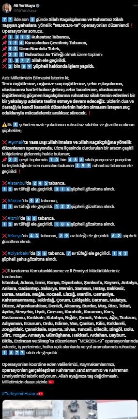 7 ilde dev operasyon: Silah kaçakçılarına ağır darbe!
