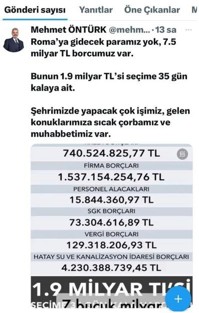 CHP’li Savaş depremzede Hataylılara 7,5 milyardan fazla borç bırakmış