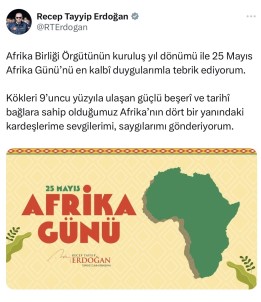 Cumhurbaskani Erdogan'dan Afrika Günü Paylasimi